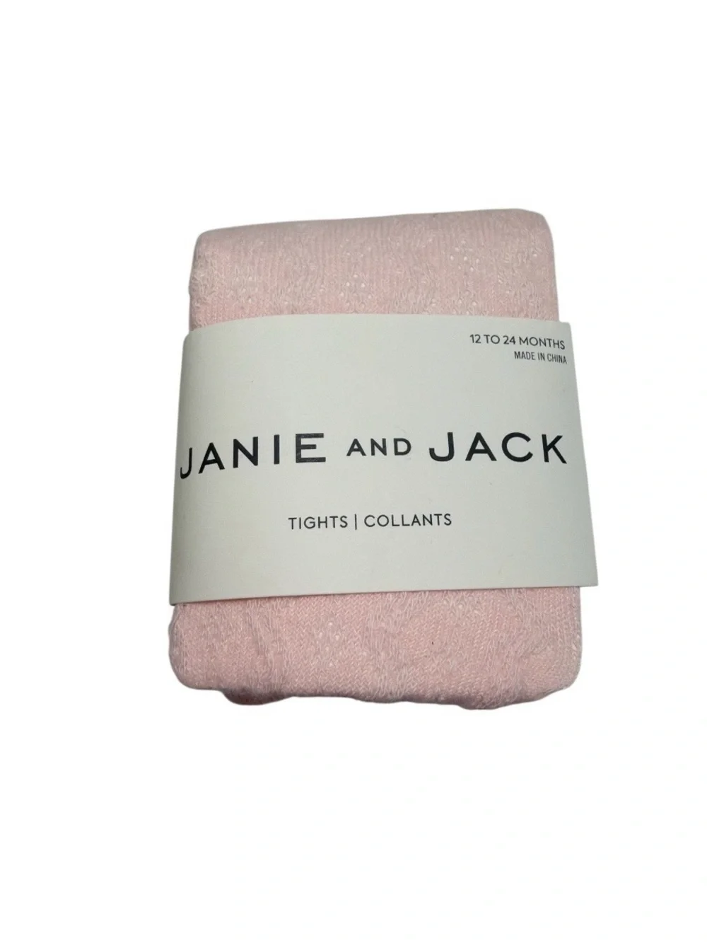 Janie and Jack Baby Pink Knit Tights 12-24 months